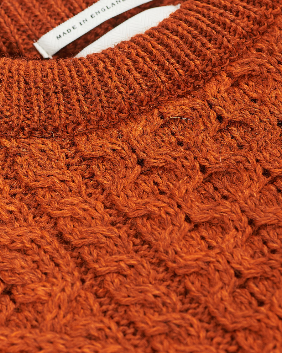 Men | Sweaters & Knitwear | Peregrine | Hudson Wool Aran Knitted Jumper Orange