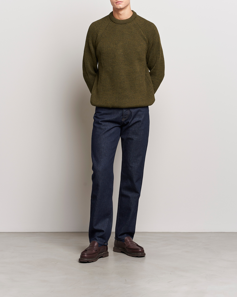 Men |  | Peregrine | Ford Knitted Wool Jumper Olive