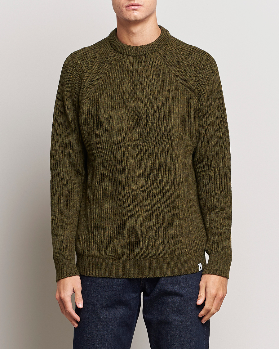 Men | Peregrine | Peregrine | Ford Knitted Wool Jumper Olive