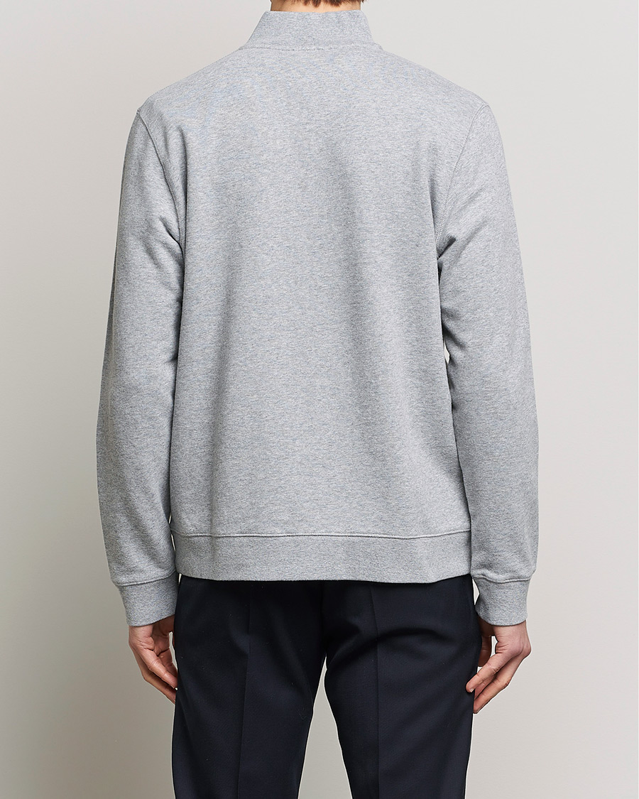 Men | Sweaters & Knitwear | Sunspel | Loopback Half Zip Sweatshirt Grey Melange