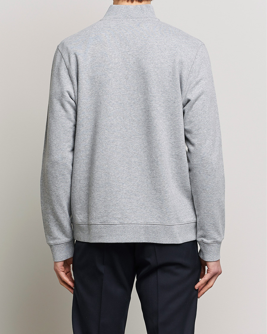 Men | Sweaters & Knitwear | Sunspel | Loopback Half Zip Grey Melange