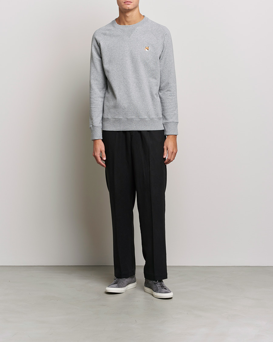 Men | Sweaters & Knitwear | Maison Kitsuné | Fox Head Sweatshirt Grey Melange