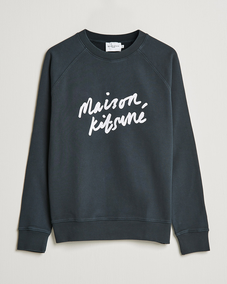 Men | Sweaters & Knitwear | Maison Kitsuné | Handwriting Sweatshirt Anthracite