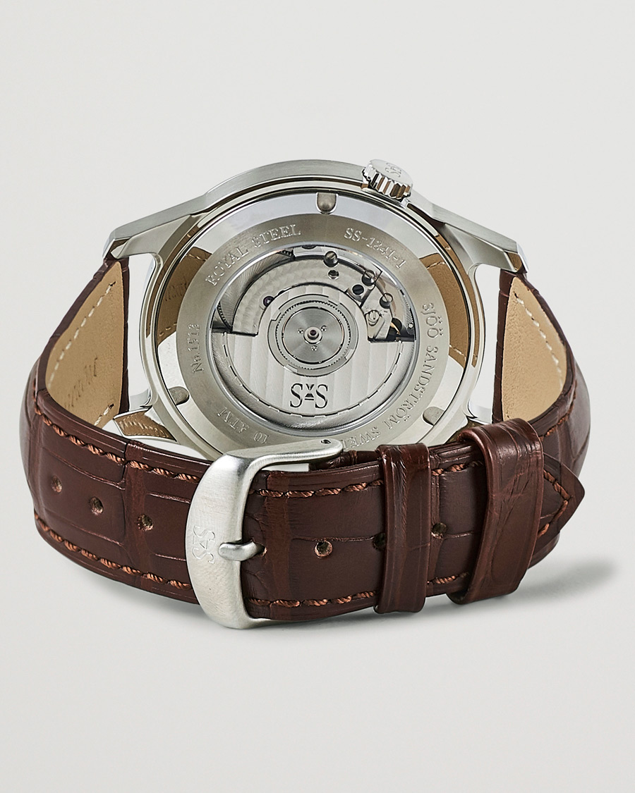 Men | Sjöö Sandström Royal Steel Classic 41mm Grey and Brown Alligator | Sjöö Sandström | Royal Steel Classic 41mm Grey and Brown Alligator