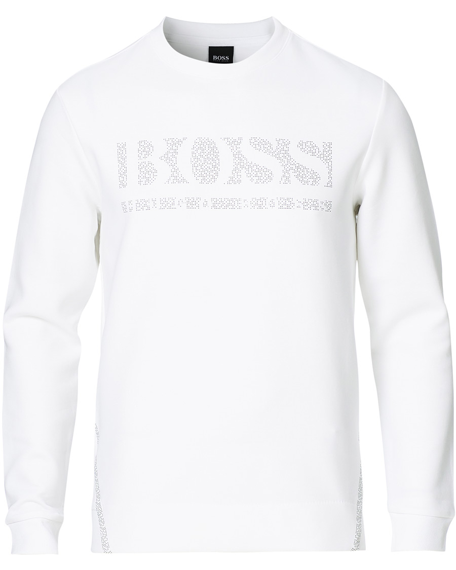 Men | Sweaters & Knitwear | BOSS GREEN | BOSS Athleisure Salbo Iconic Crew Neck Sweatashirt White