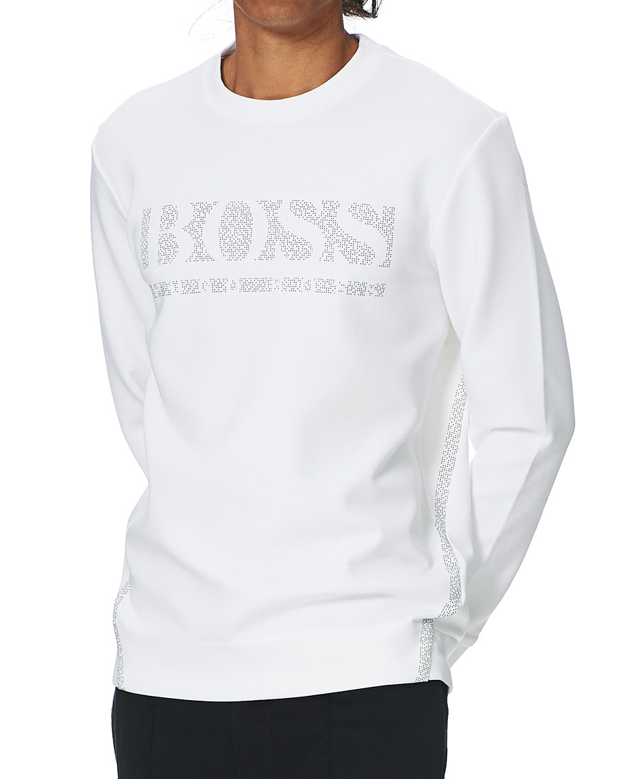 Men | Sweaters & Knitwear | BOSS GREEN | BOSS Athleisure Salbo Iconic Crew Neck Sweatashirt White