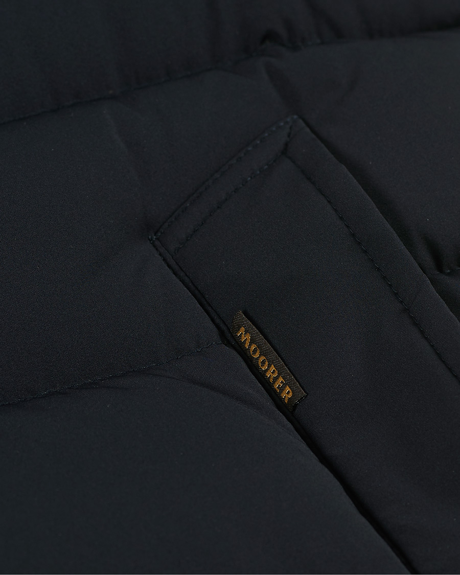 Men | Coats & Jackets | MooRER | Double Breasted Stretch Nylon Hood Coat Navy