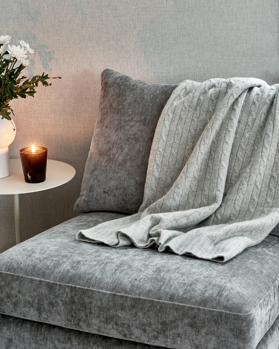 Men | Ralph Lauren Home Cable Knitted Cashmere Throw Heather Grey | Ralph Lauren Home | Cable Knitted Cashmere Throw Heather Grey