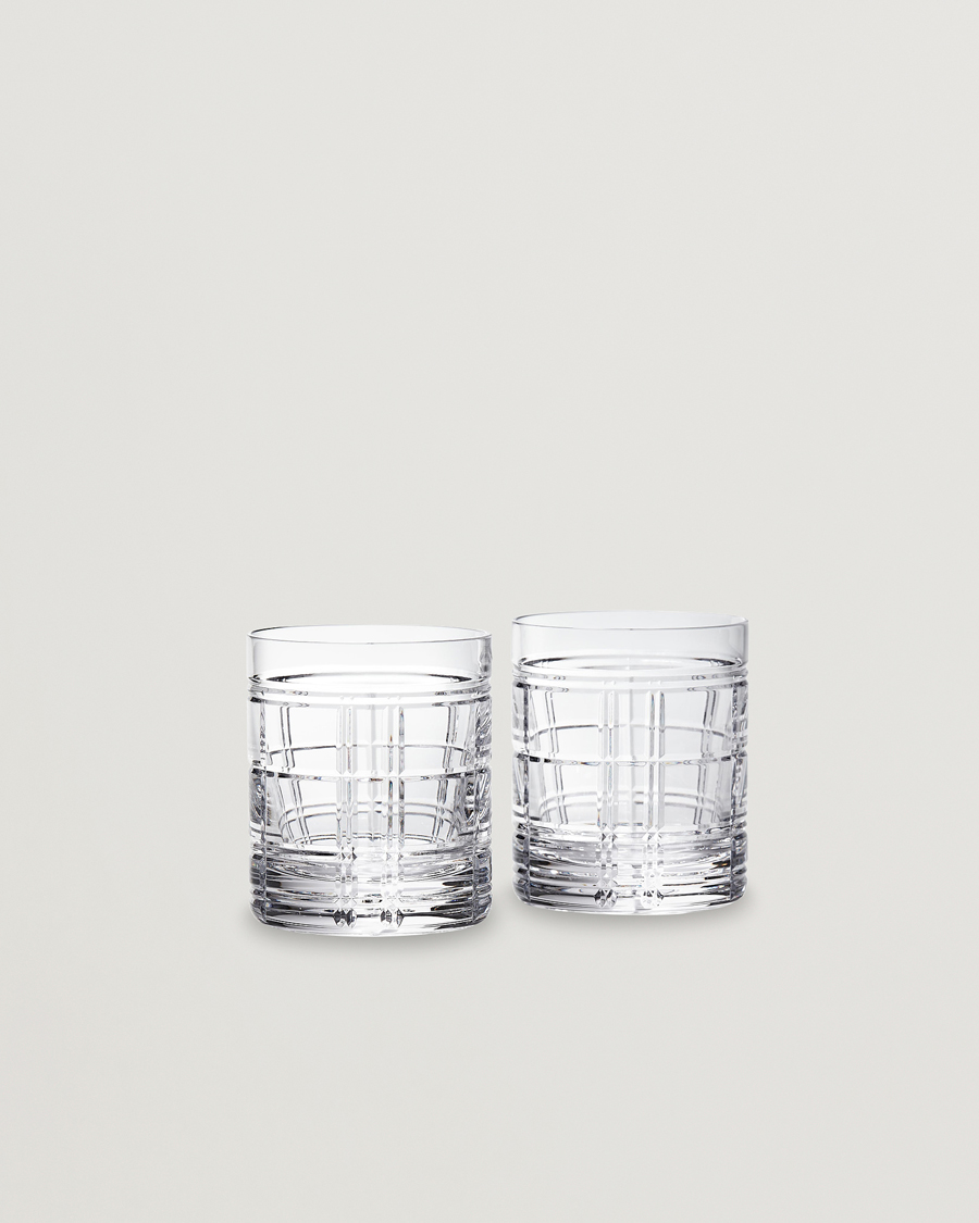 Men | Ralph Lauren Home Hudson Plaid Crystal Glass 2pcs Clear | Ralph Lauren Home | Hudson Plaid Crystal Glass 2pcs Clear
