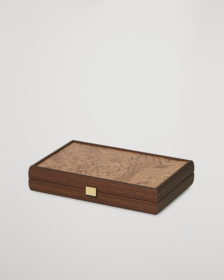 Men | For the Home Lover | Manopoulos | Walnut Burl Small Backgammon With Side Racks