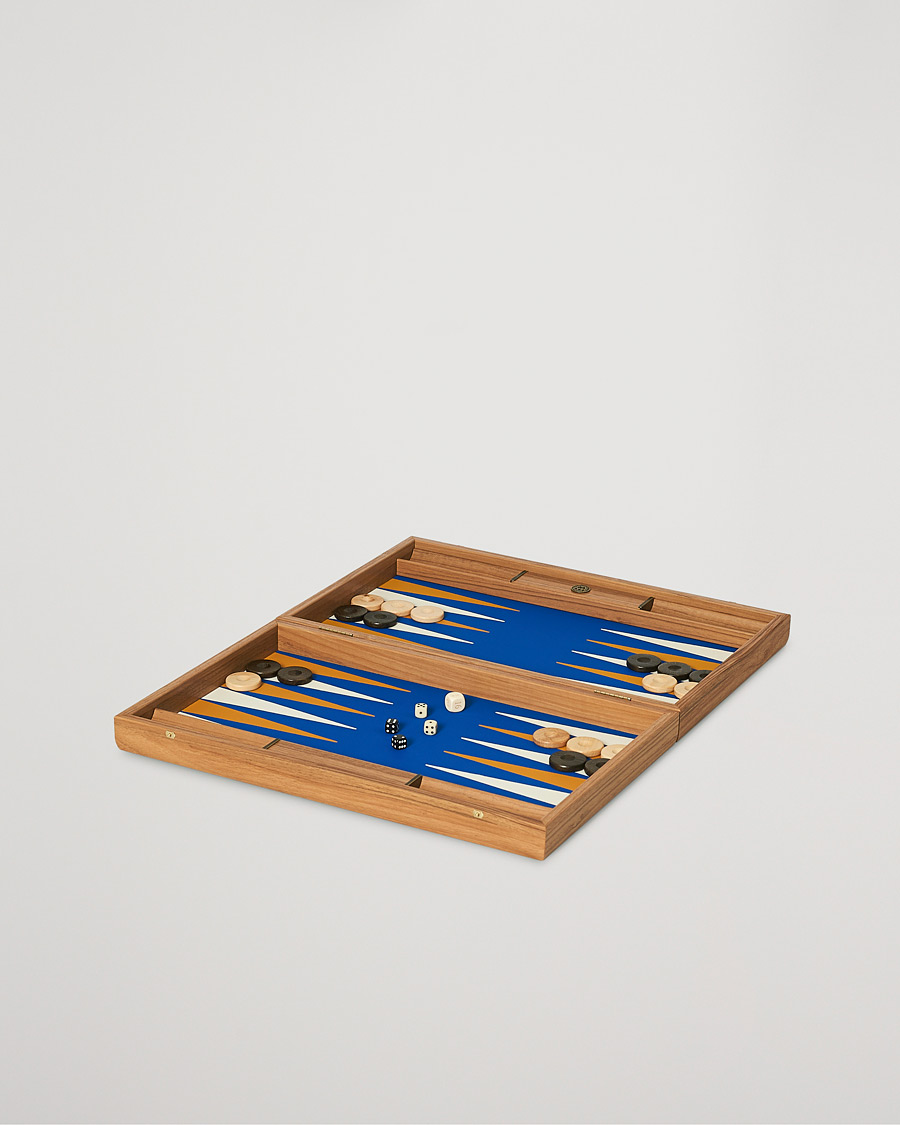 Men | Games | Manopoulos | Walnut Royal Blue Large Backgammon