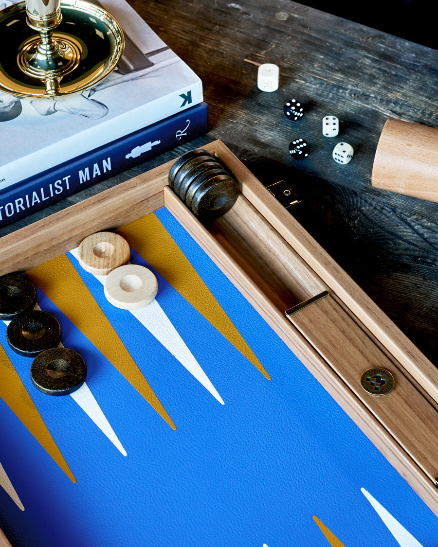 Men | Games  | Manopoulos | Walnut Royal Blue Large Backgammon