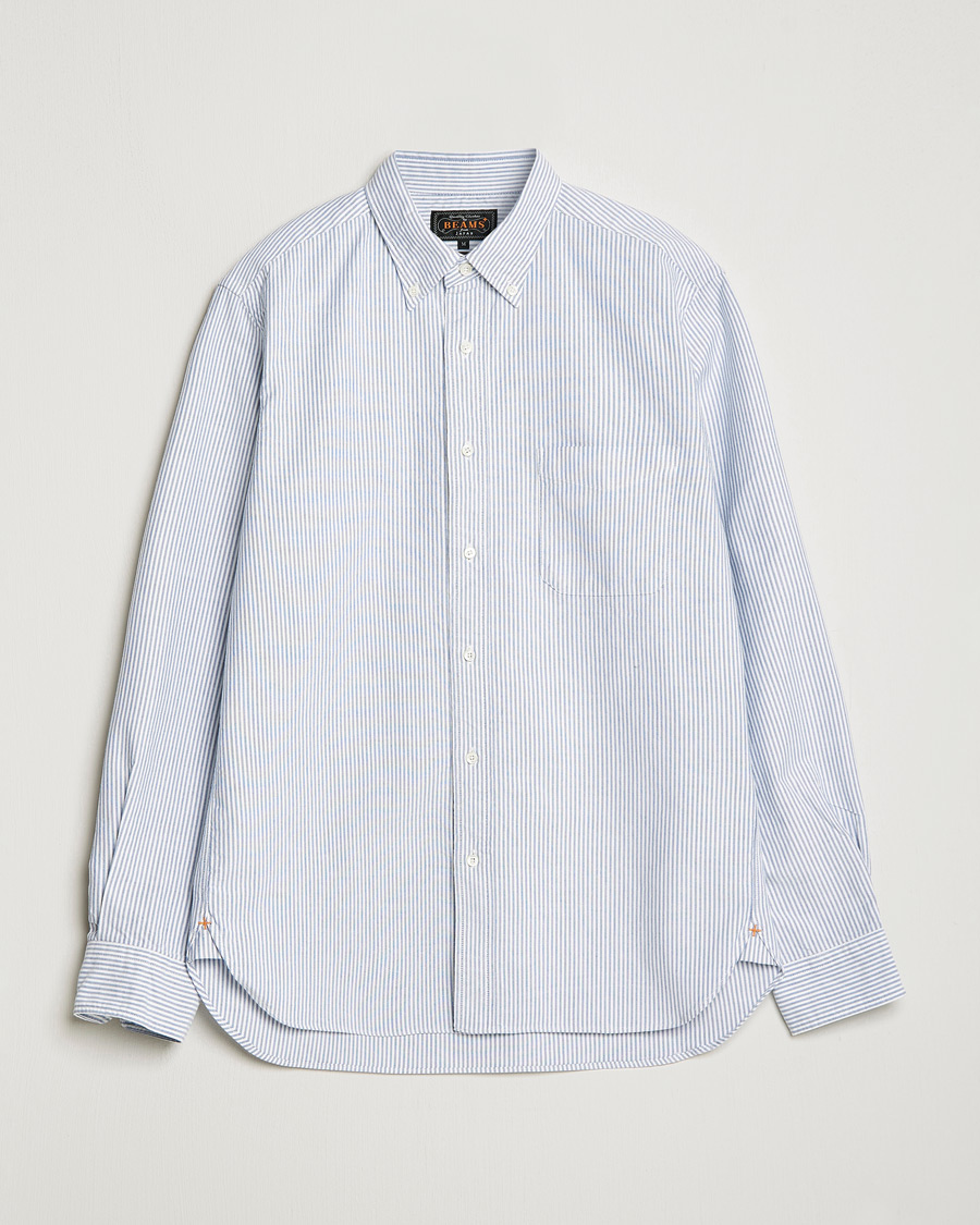 Men | Oxford Shirts | BEAMS PLUS | Oxford Button Down Shirt Light Blue Stripe