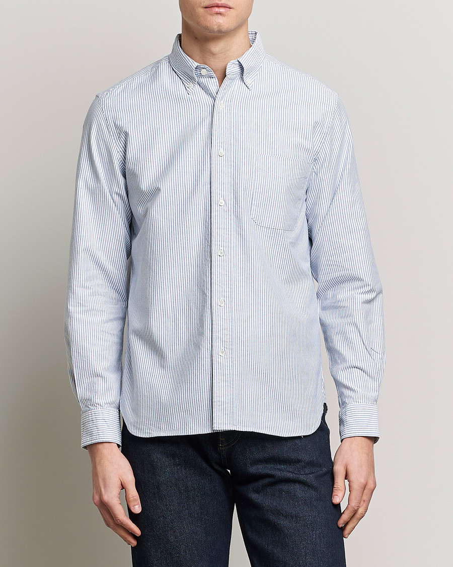 Men | Oxford Shirts | BEAMS PLUS | Oxford Button Down Shirt Blue Stripe