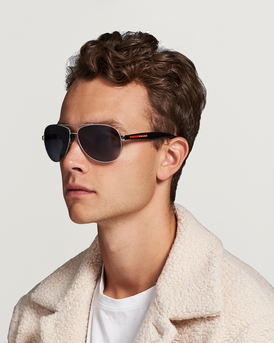 Men | Aviator Sunglasses | Prada Linea Rossa | 0PS 53PS Polarized Sunglasses Silver