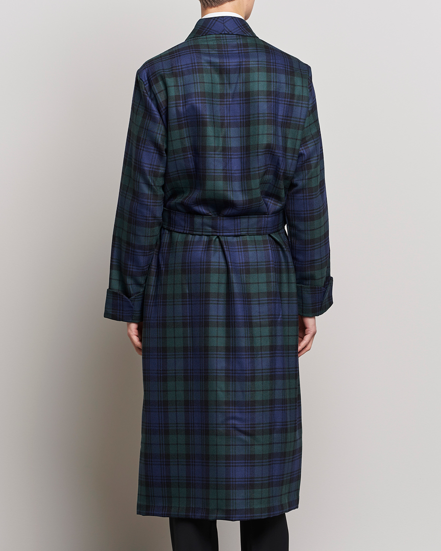 Men | Pyjamas & Robes | Derek Rose | Wool Tartan Dressing Gown Blackwatch