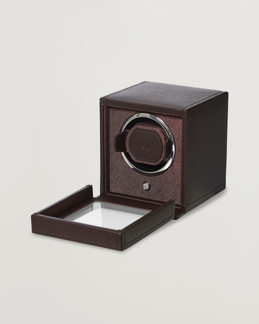 Men | Watch & Jewellery Boxes | WOLF | Cub Single Winder With Cover Dark Brown