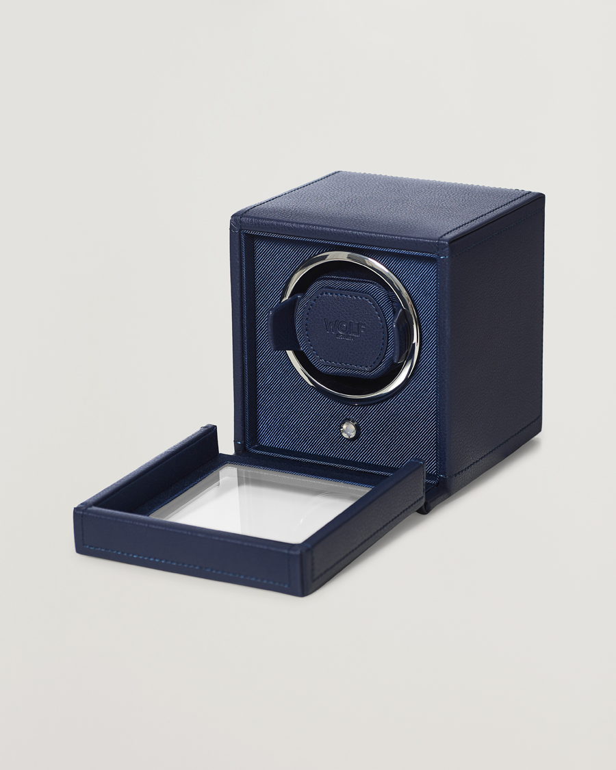 Men | Watch & Jewellery Boxes | WOLF | WOLFCub Single Watch Winder With CoverNavy