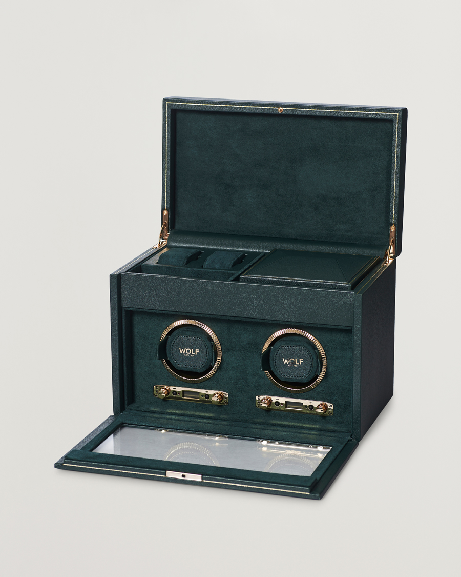 Men | WOLF British Racing Green Double Watch Winder | WOLF | British Racing Green Double Watch Winder