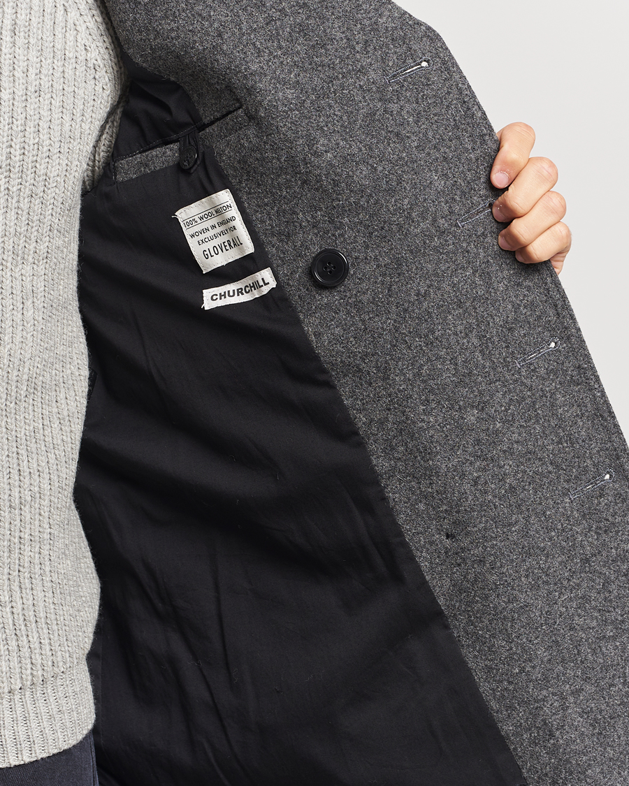 Men | Coats & Jackets | Gloverall | Churchill Reefer Peacoat Grey
