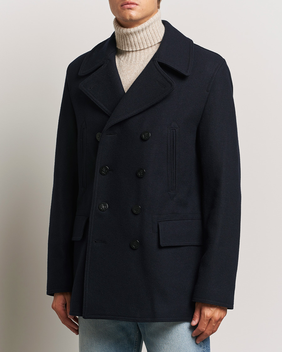 Men | Coats & Jackets | Gloverall | Churchill Reefer Peacoat Navy