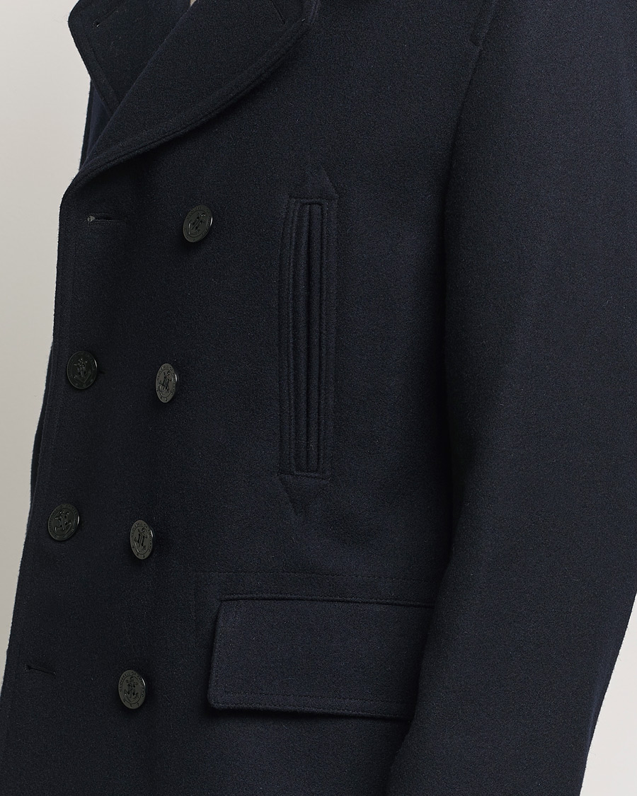 Men | Coats & Jackets | Gloverall | Churchill Reefer Peacoat Navy