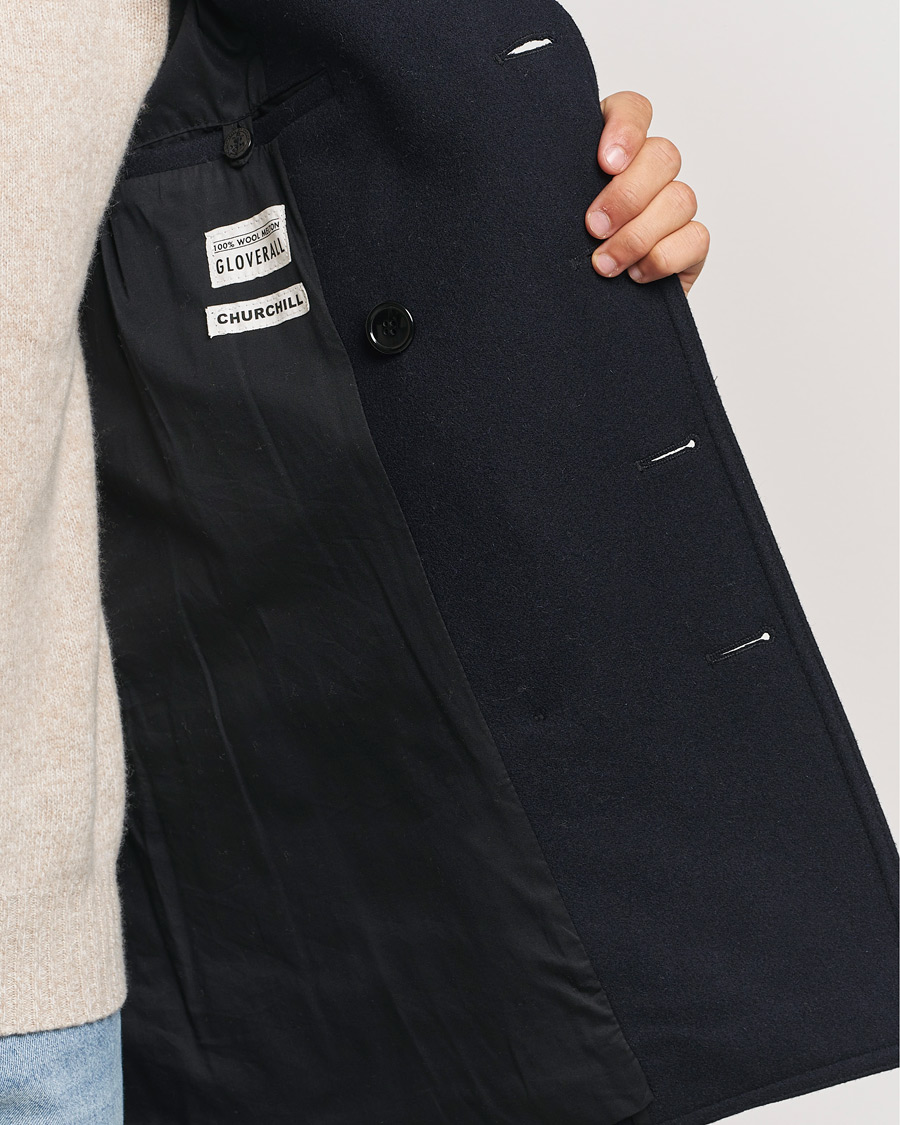 Men | Coats & Jackets | Gloverall | Churchill Reefer Peacoat Navy