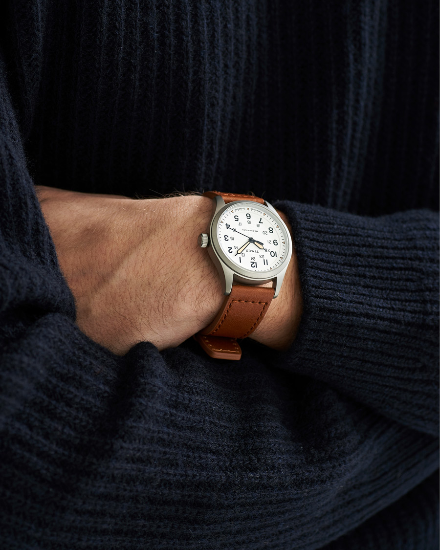 Men | Leather strap | Timex | Field Post Mechanical Watch 38mm White Dial
