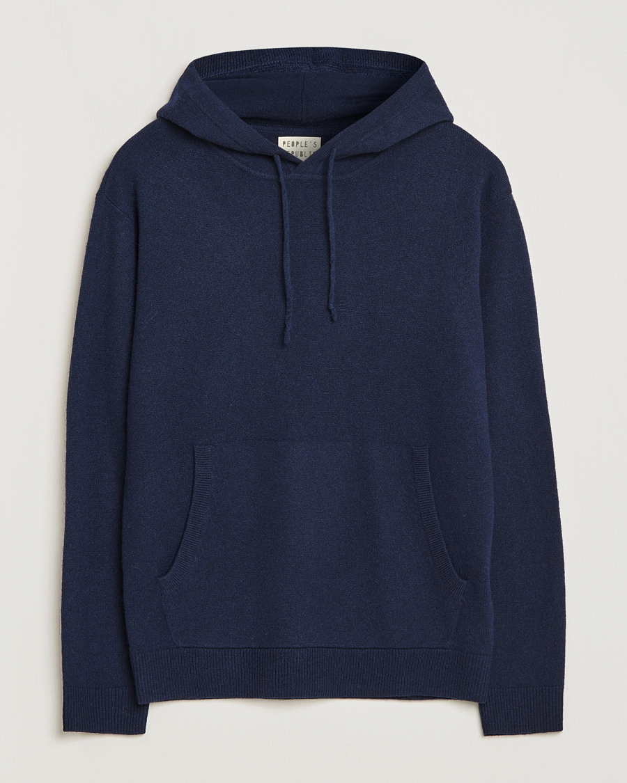 Men | Sweaters & Knitwear | People's Republic of Cashmere | Cashmere Hoodie Navy