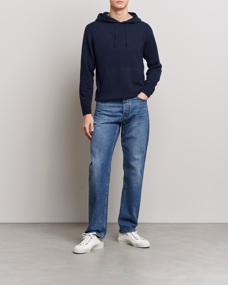 Men | Sweaters & Knitwear | People's Republic of Cashmere | Cashmere Hoodie Navy