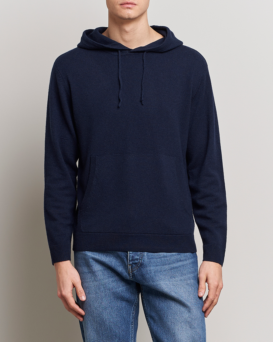 Men | Sweaters & Knitwear | People's Republic of Cashmere | Cashmere Hoodie Navy