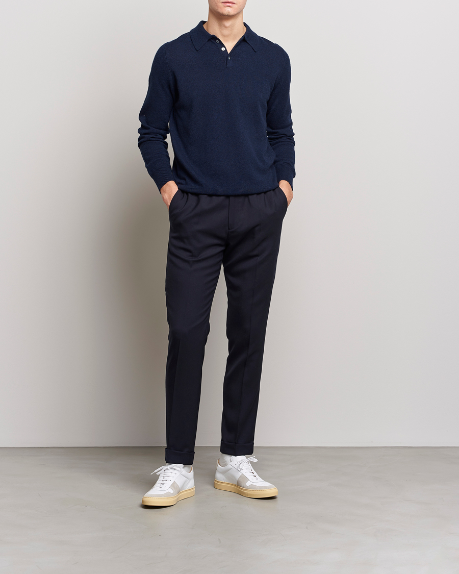 Men |  | People's Republic of Cashmere | Cashmere Long Sleeve Polo Navy