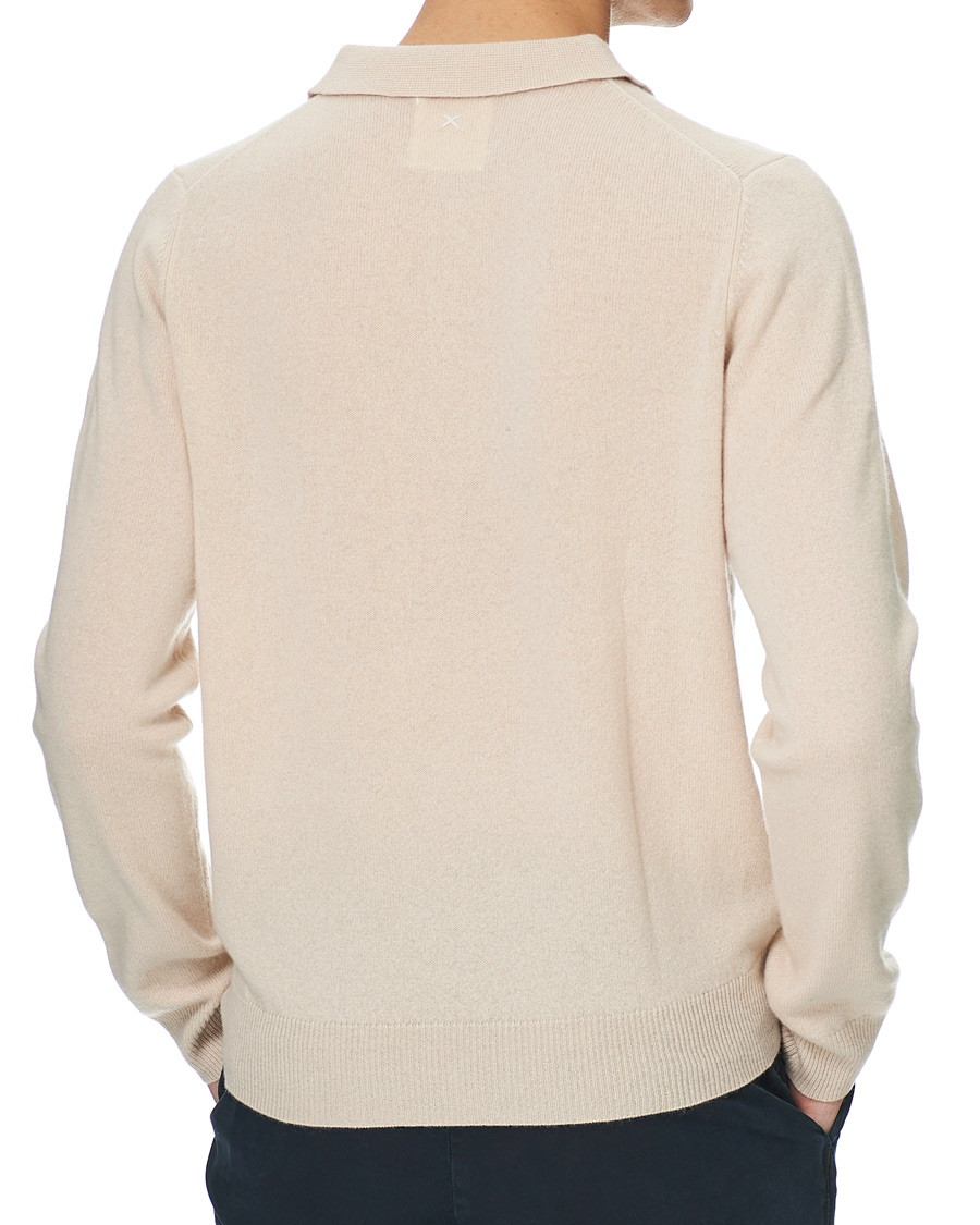 Men | Sweaters & Knitwear | People's Republic of Cashmere | Cashmere Long Sleeve Polo Cream