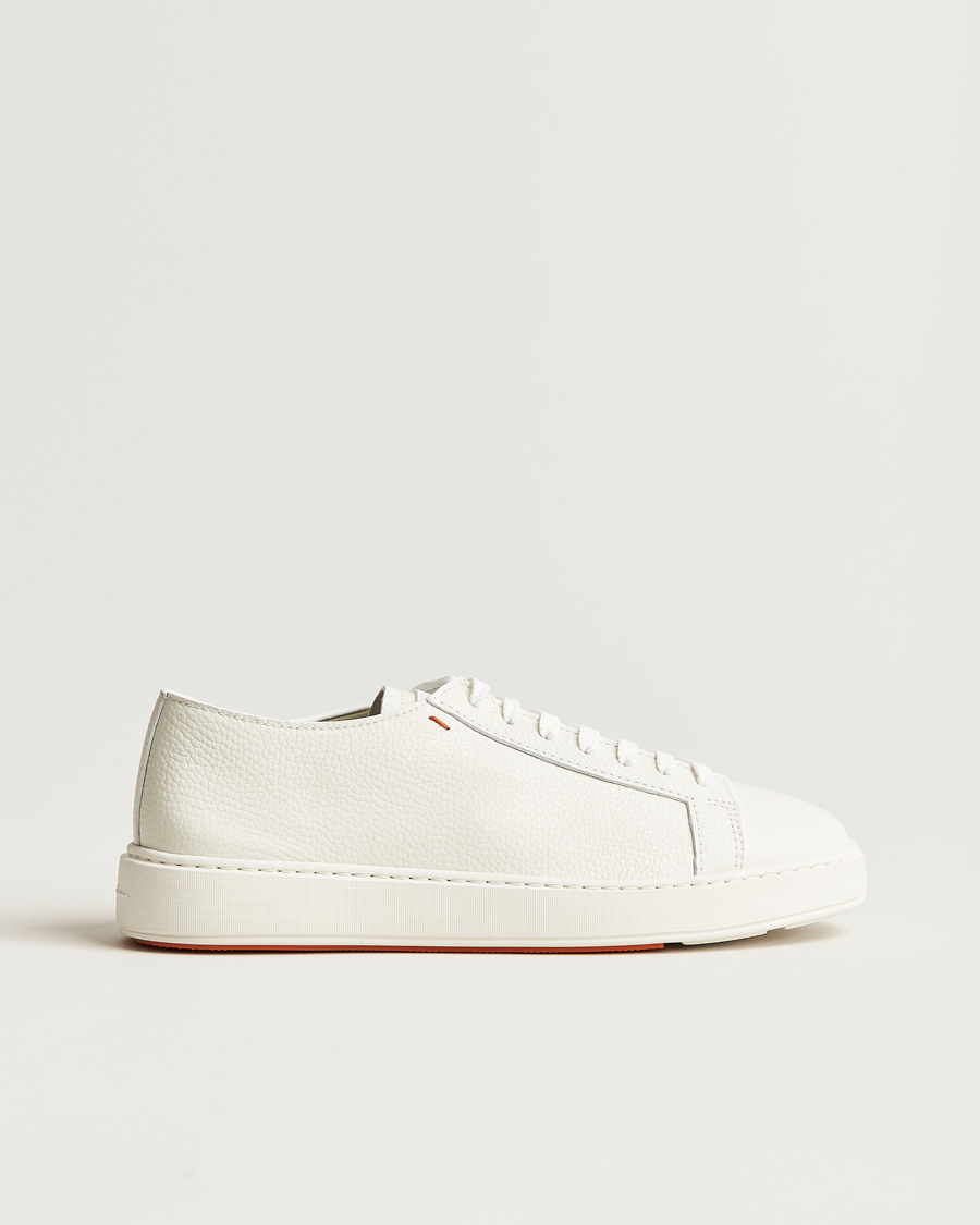Men | Sneakers | Santoni | Low Top Grain Leather Sneaker White Calf
