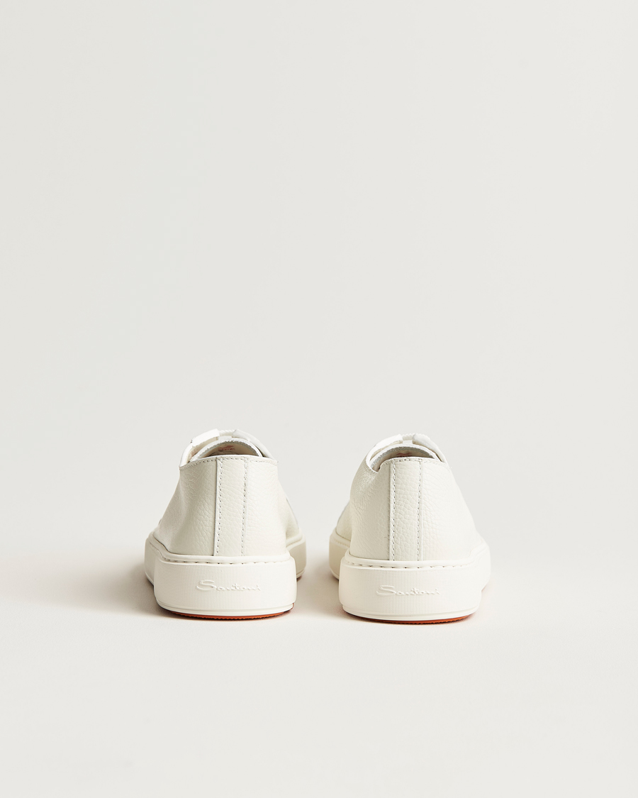 Men | Sneakers | Santoni | Low Top Grain Leather Sneaker White Calf