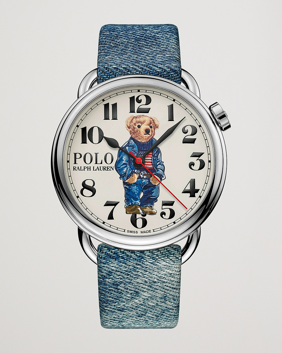 Men | Polo Ralph Lauren 42mm Automatic Denim Flag Bear Steel With White Dial | Polo Ralph Lauren | 42mm Automatic Denim Flag Bear Steel With White Dial