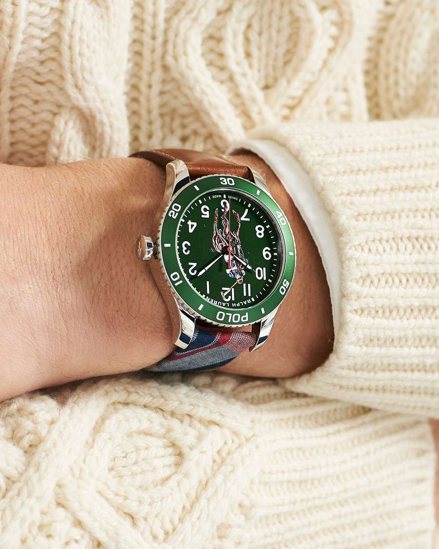 Men | Leather strap | Polo Ralph Lauren | 42mm Automatic Pony Player  Green Dial