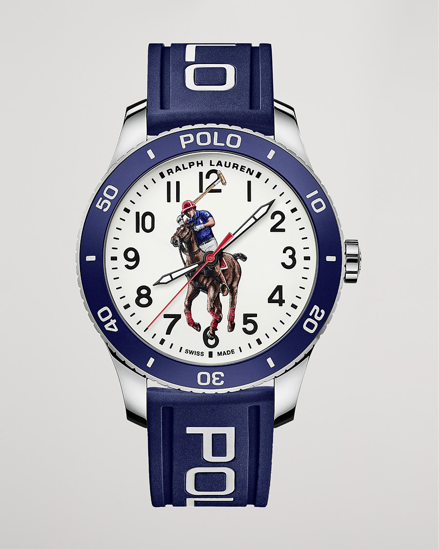 Men |  | Polo Ralph Lauren | 42mm Automatic Pony Player  White Dial/Blue Bezel