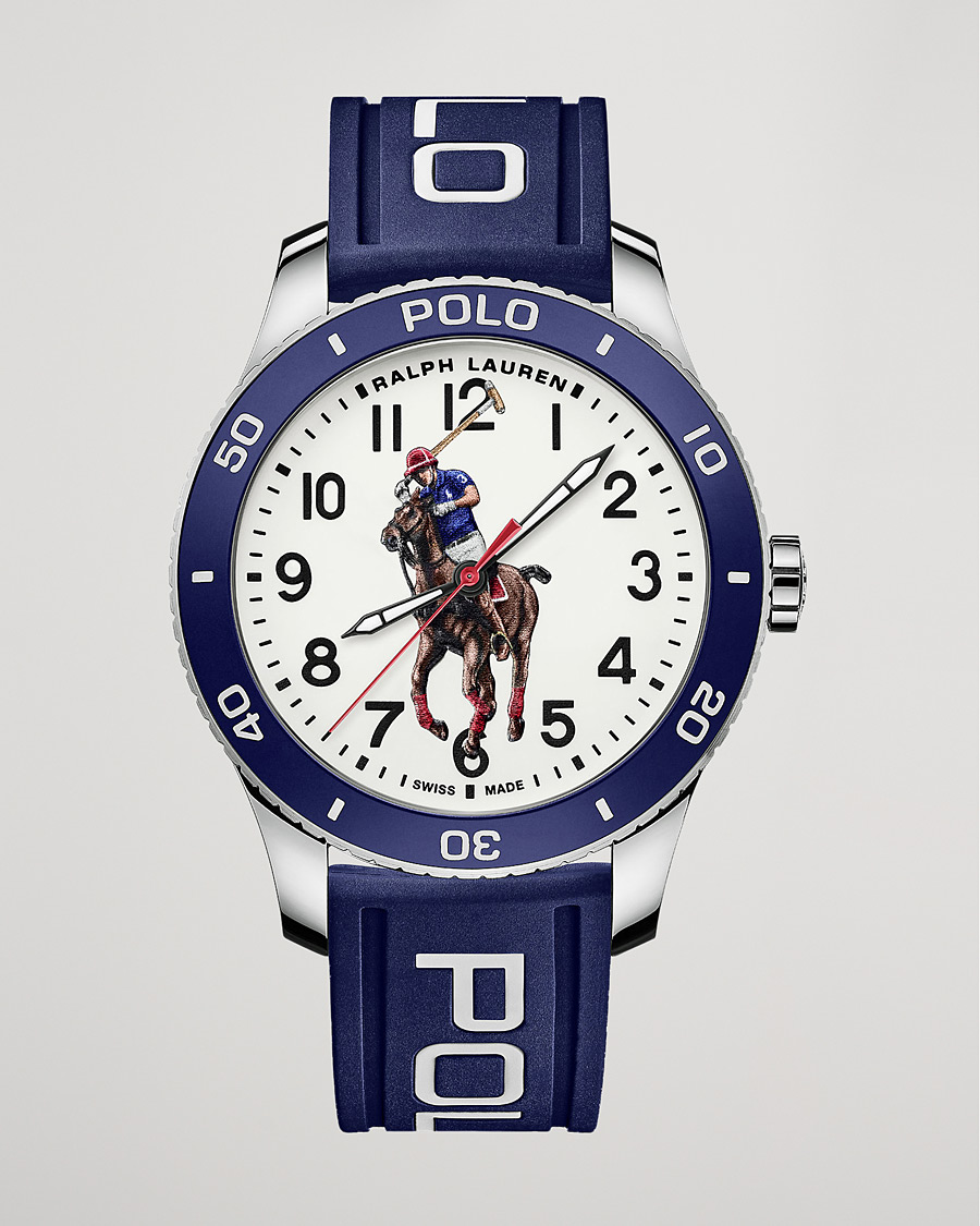 Men | Polo Ralph Lauren 42mm Automatic Pony Player White Dial/Blue Bezel | Polo Ralph Lauren | 42mm Automatic Pony Player White Dial/Blue Bezel