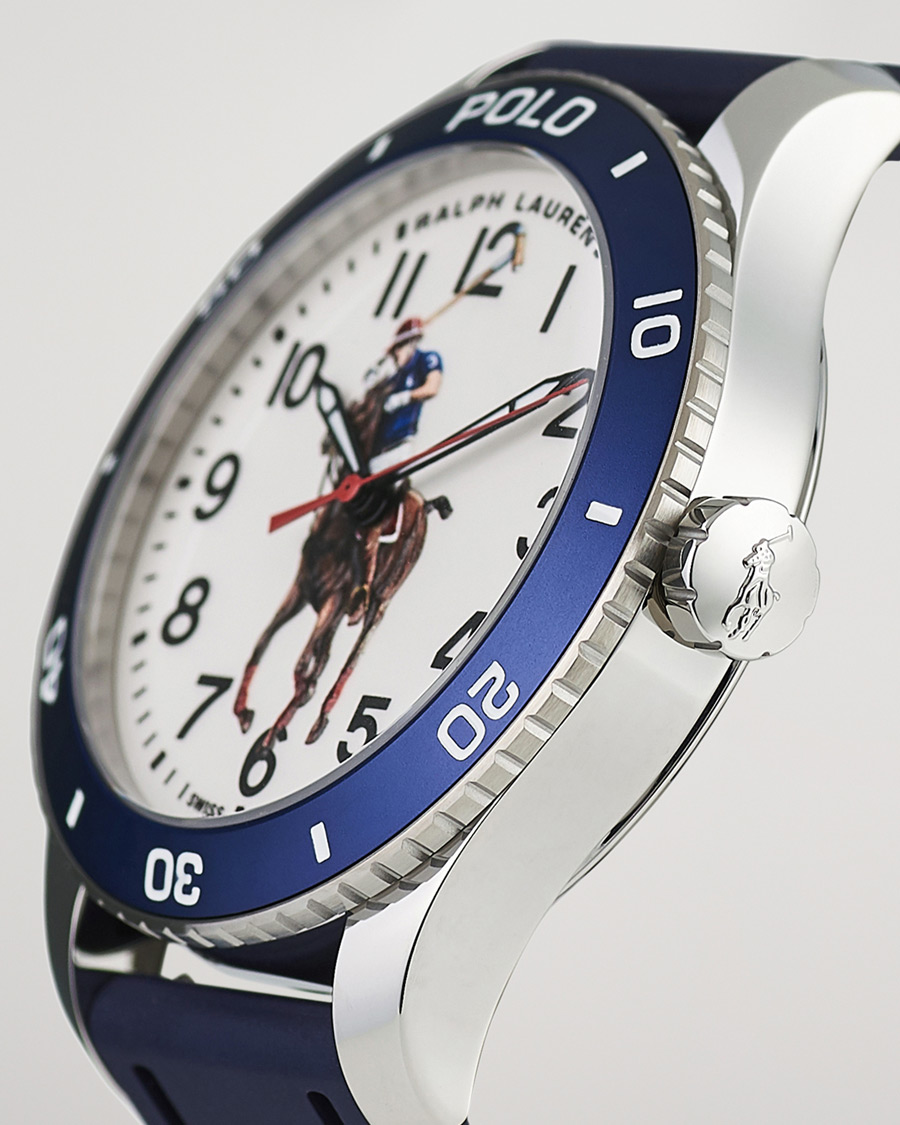 Men | Polo Ralph Lauren 42mm Automatic Pony Player White Dial/Blue Bezel | Polo Ralph Lauren | 42mm Automatic Pony Player White Dial/Blue Bezel