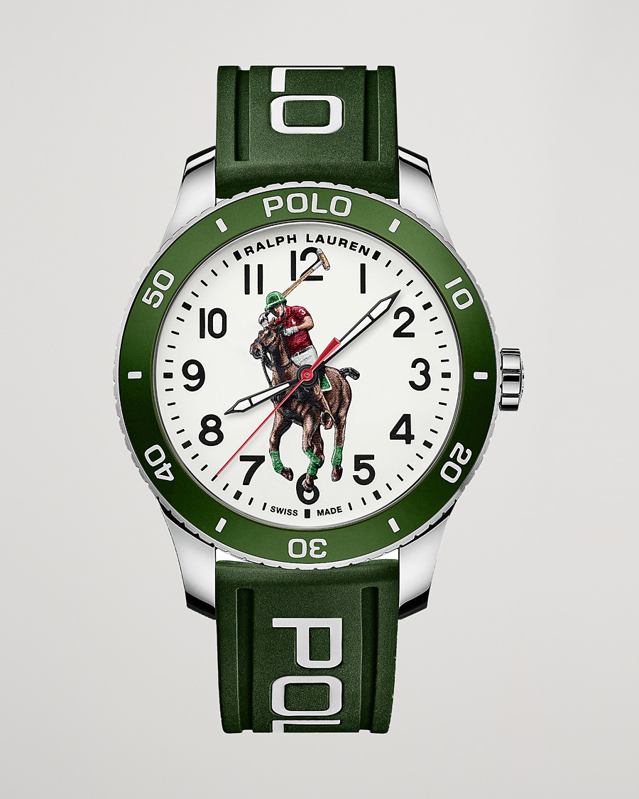 Men | Polo Ralph Lauren 42mm Automatic Pony Player White Dial/Green Bezel | Polo Ralph Lauren | 42mm Automatic Pony Player White Dial/Green Bezel