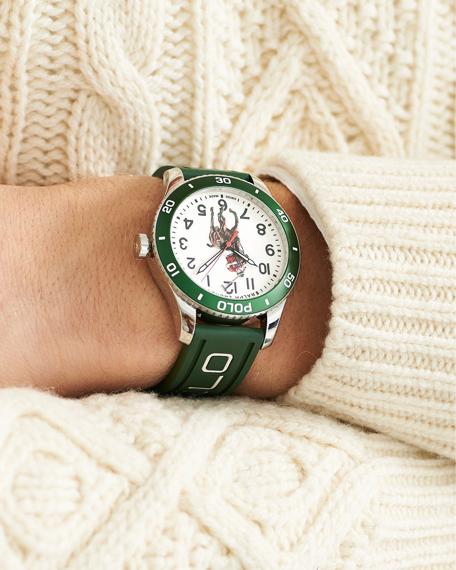 Men | Polo Ralph Lauren 42mm Automatic Pony Player White Dial/Green Bezel | Polo Ralph Lauren | 42mm Automatic Pony Player White Dial/Green Bezel
