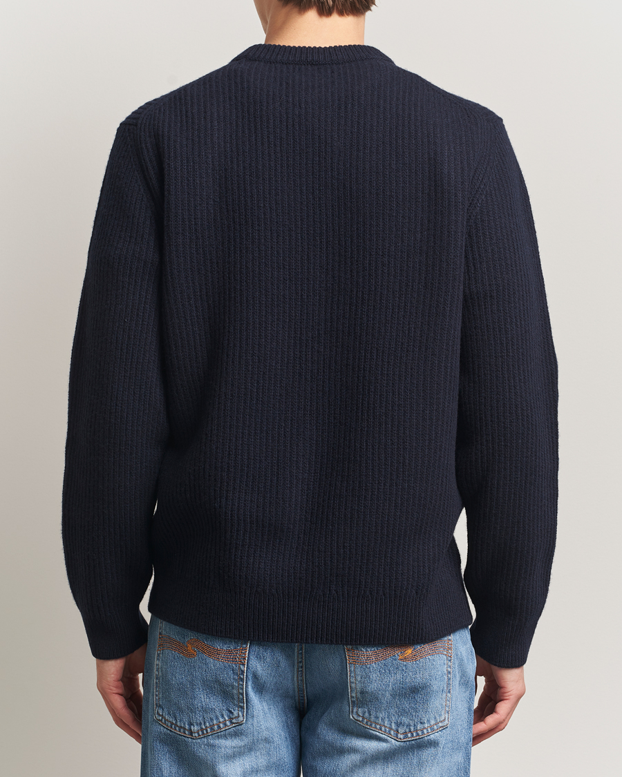 Men | Sweaters & Knitwear | Nudie Jeans | August Wool Rib Knitted Sweater Navy