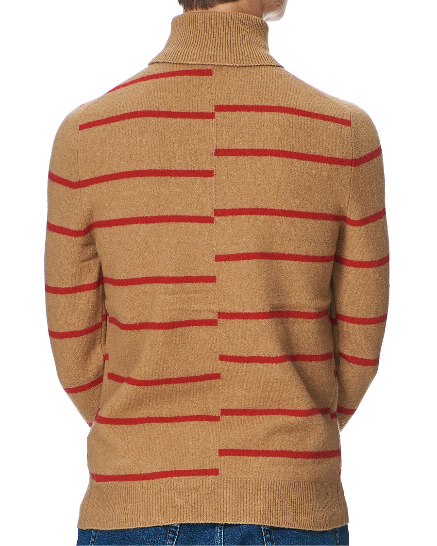 Men | Sweaters & Knitwear | J.Lindeberg | Floyd Striped Yak Blend Rollneck Tiger Brown