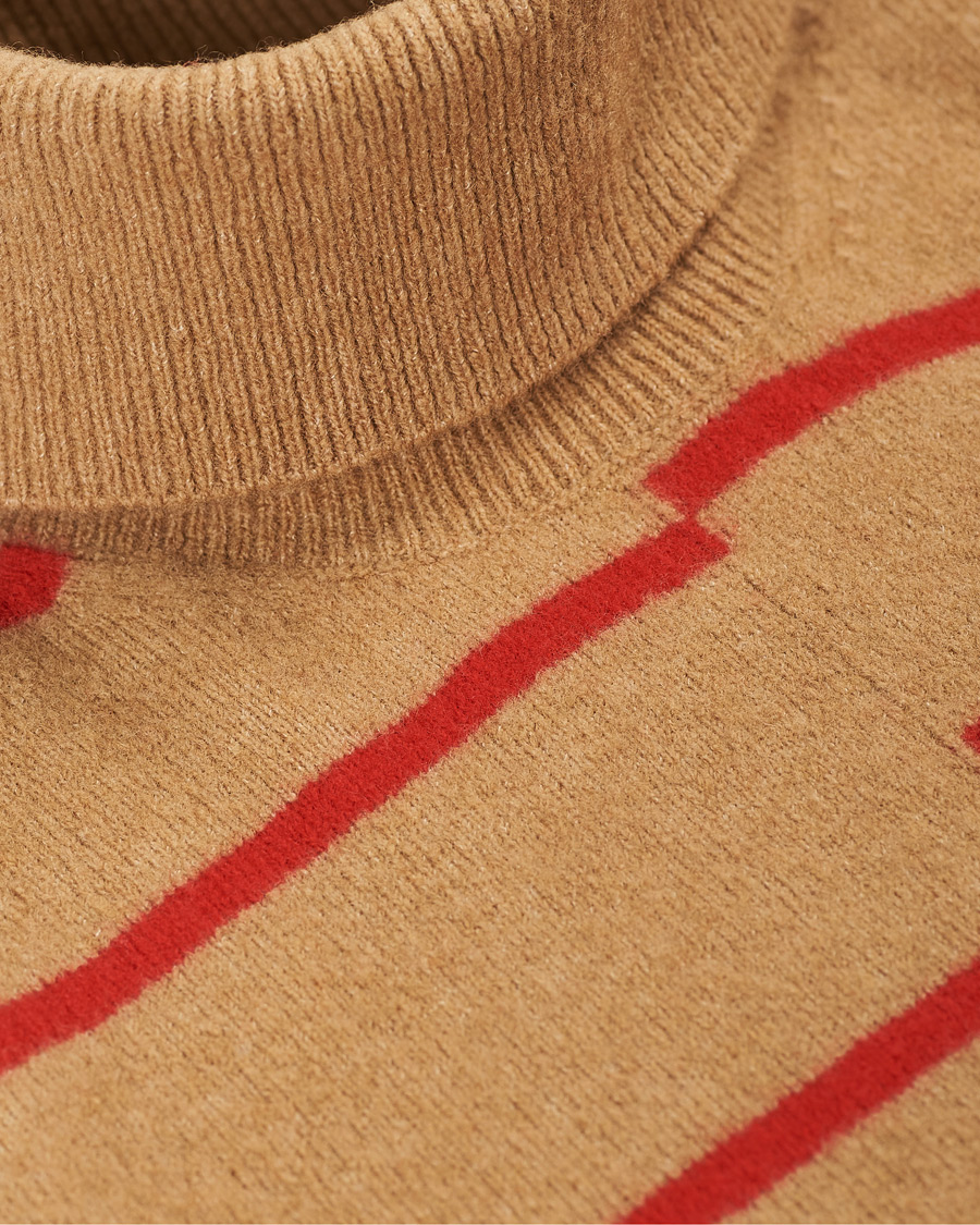 Men | Sweaters & Knitwear | J.Lindeberg | Floyd Striped Yak Blend Rollneck Tiger Brown