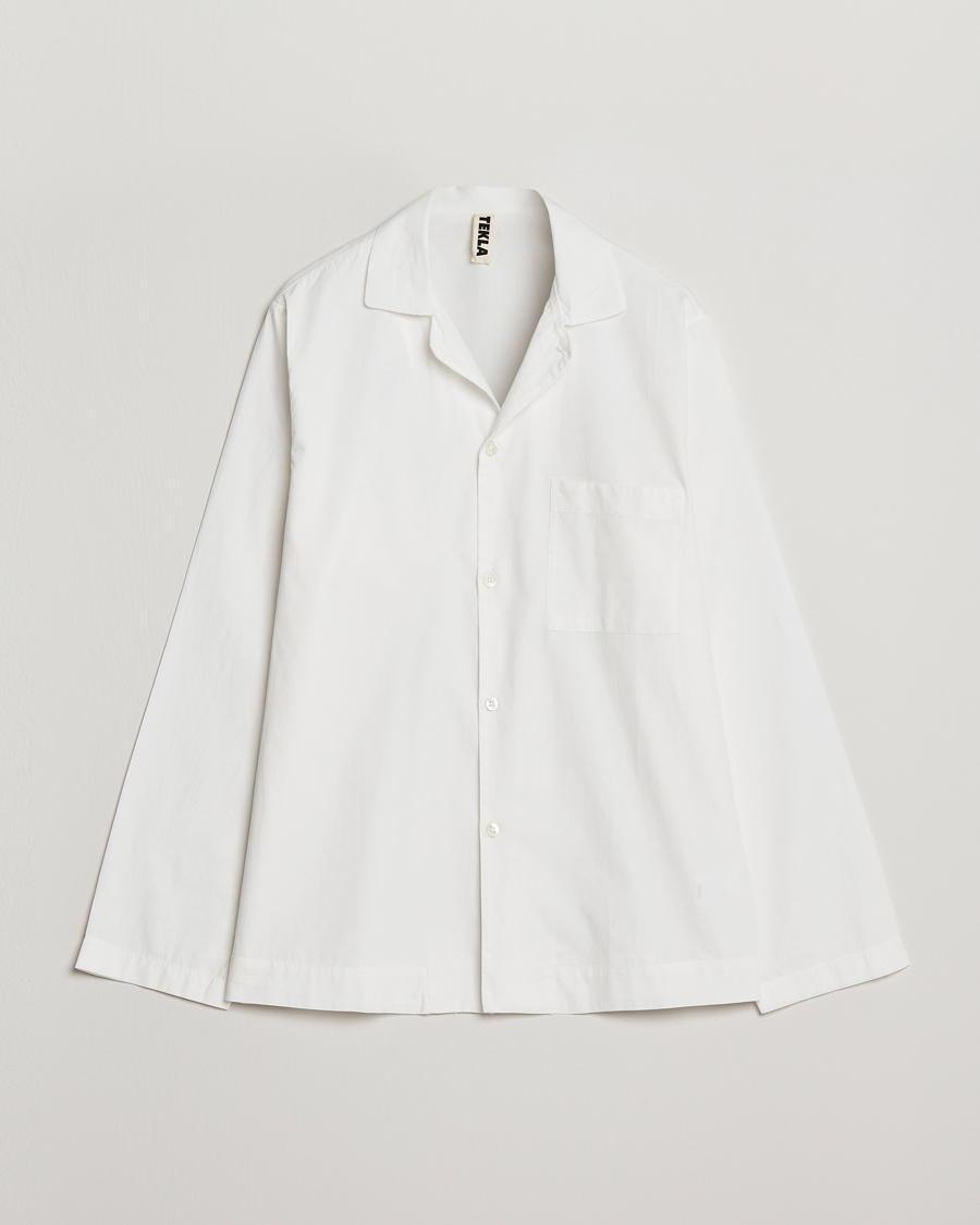 Tekla Poplin Pyjama Shirt Alabaster White at CareOfCarl.com