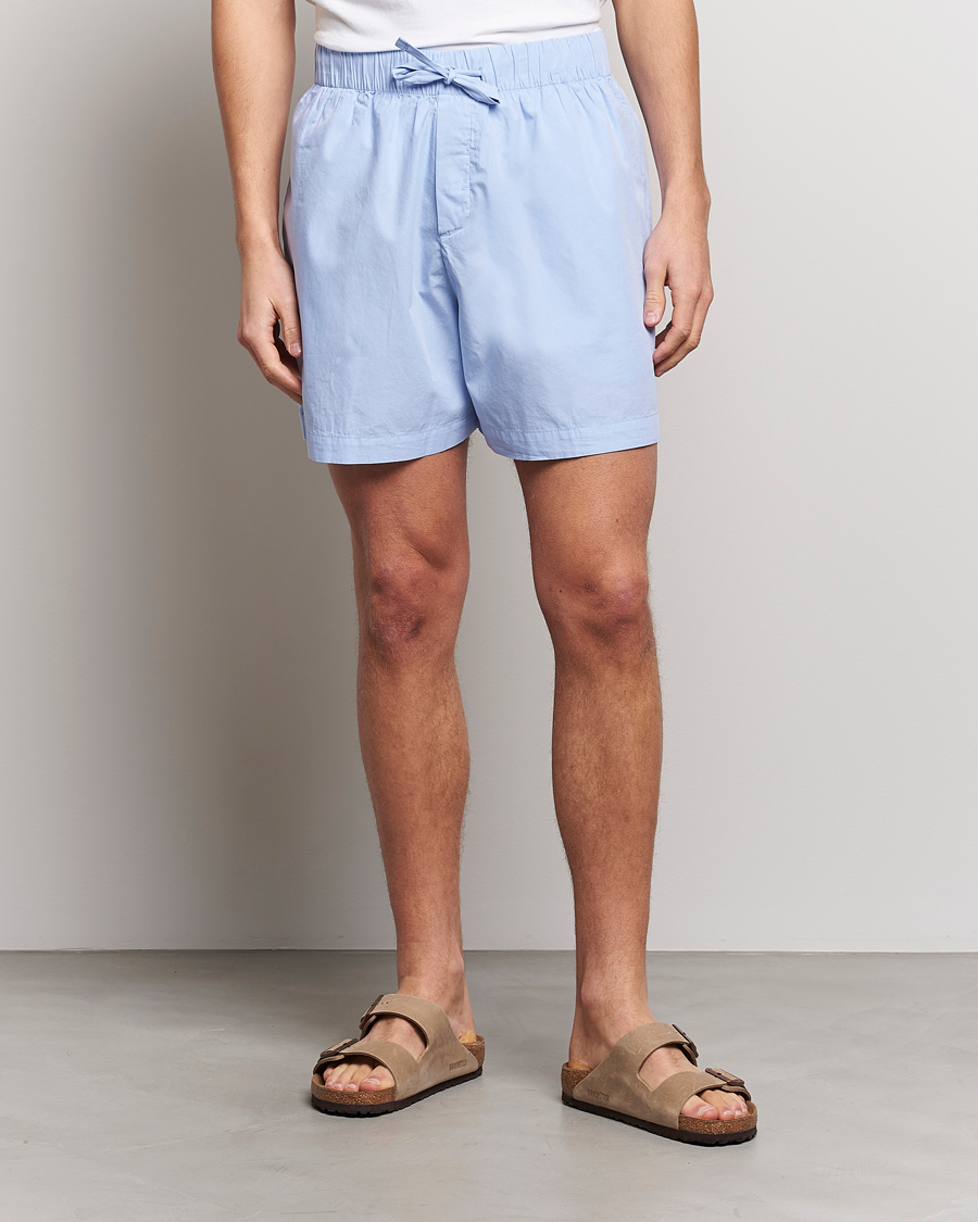 Men | Pyjama Bottoms | Tekla | Poplin Pyjama Shorts Light Blue
