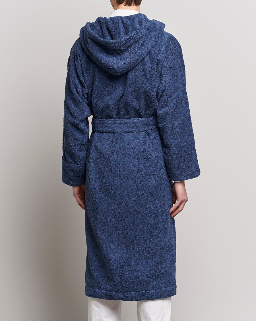 Men | Pyjamas & Robes | Tekla | Organic Terry Hooded Bathrobe Navy
