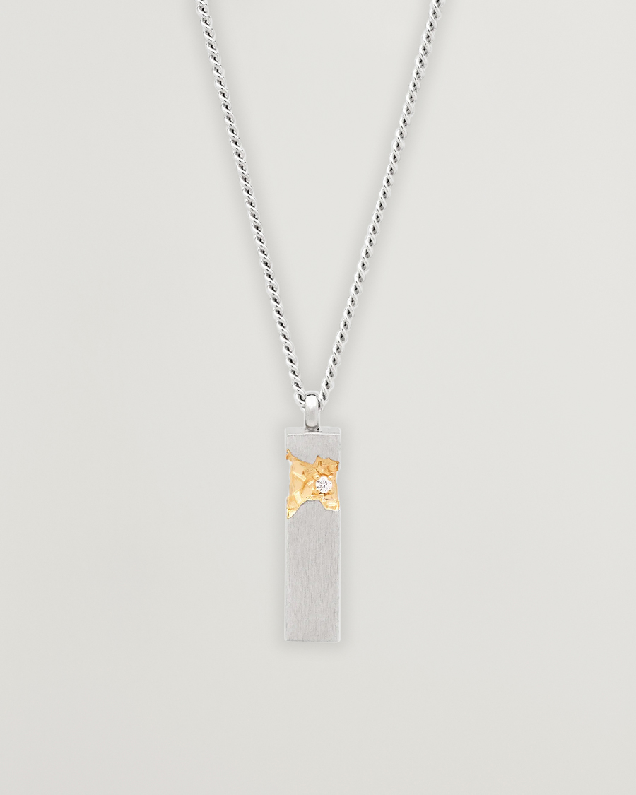 Men | Tom Wood Mined Cube Pendant Necklace Silver | Tom Wood | Mined Cube Pendant Necklace Silver