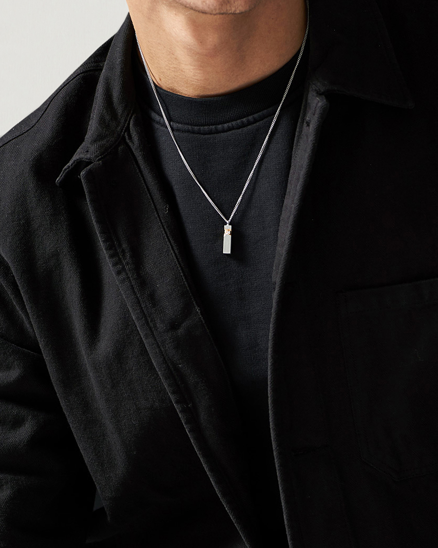 Men | Tom Wood Mined Cube Pendant Necklace Silver | Tom Wood | Mined Cube Pendant Necklace Silver